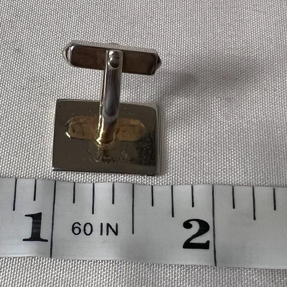 Vintage Swank Mid Century Gold Tone Square Textured Frame Cufflinks Art Deco